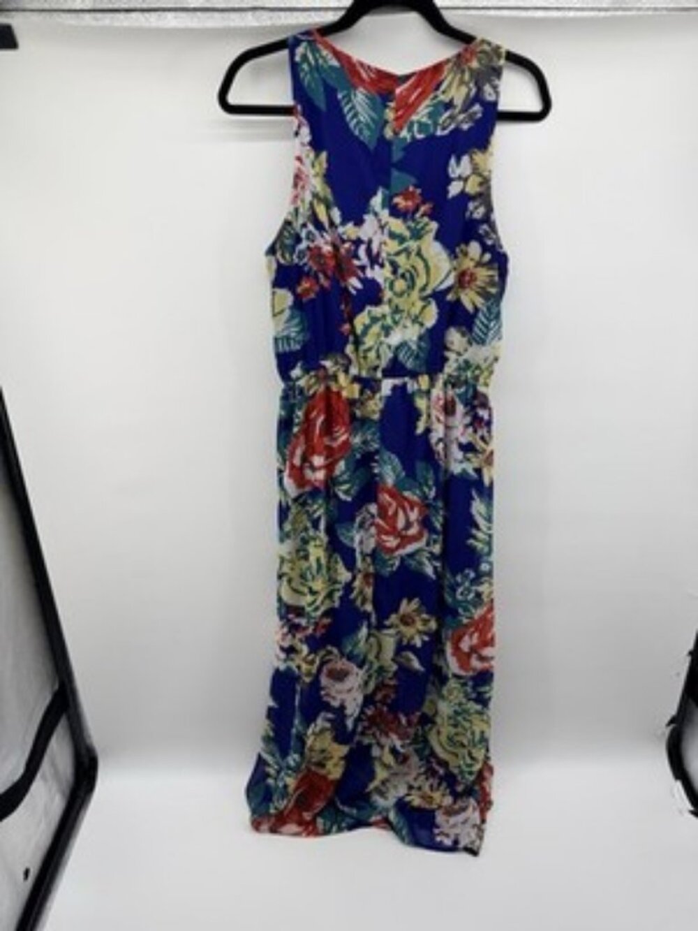 Forever 21 Blue Floral Maxi Dress with Red and Yellow Blooms